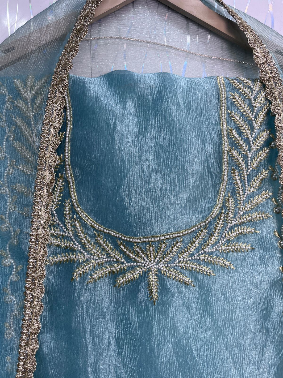 Shimmer Crush with Dupatta and Natural Crape Bottom KwbFashion