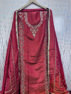 Rust Orange Shimmer Crush Suit | Natural Crape Bottom | Shimmer Dupatta | SK Fabric Designer Kadai Work KwbFashion