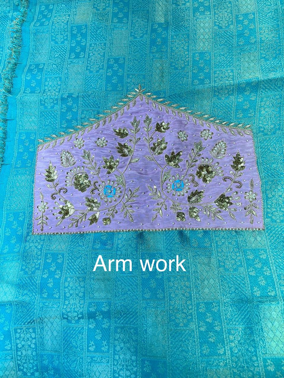 Sky Blue Khem Kan Brocket Suit | Natural Crape Bottom | Semi Chiffon Dupatta | Full Handwork | Designer SK Fabric KWB Fashion