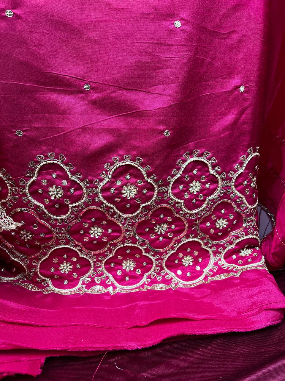 Pink Handmade Kadai Suit | Khadi Silk | Dupatta | Bottom KwbFashion