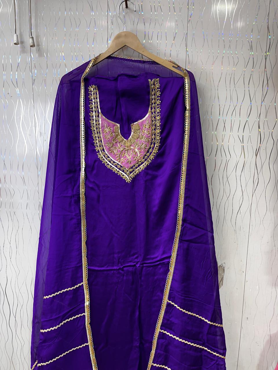 Handmade Kadai Suit | Sattan Silk | Dupatta | Bottom KWB Fashion