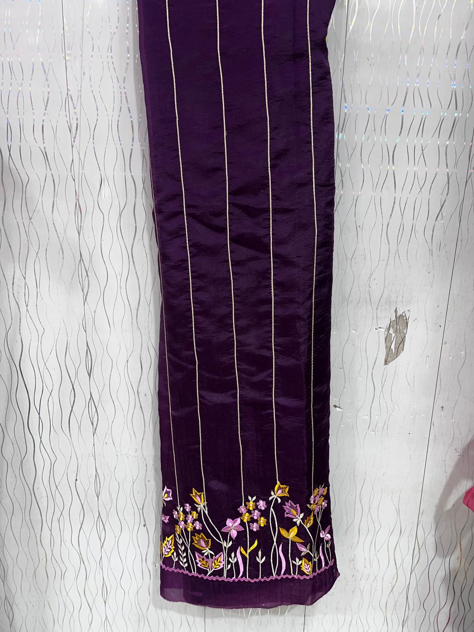 Crush TIssue | Machine Work | Unstitched Pure Elegant Punjabi Suit KwbFashion