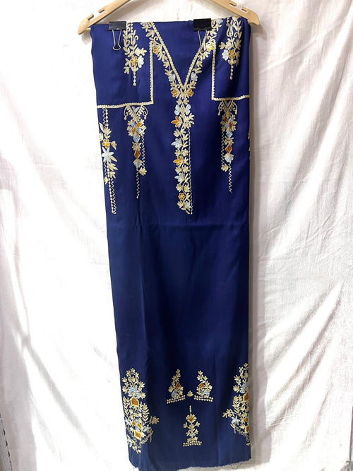 Elegant Khadi Silk All-Over Suit | Machine Aari Work | Without Dupatta KwbFashion