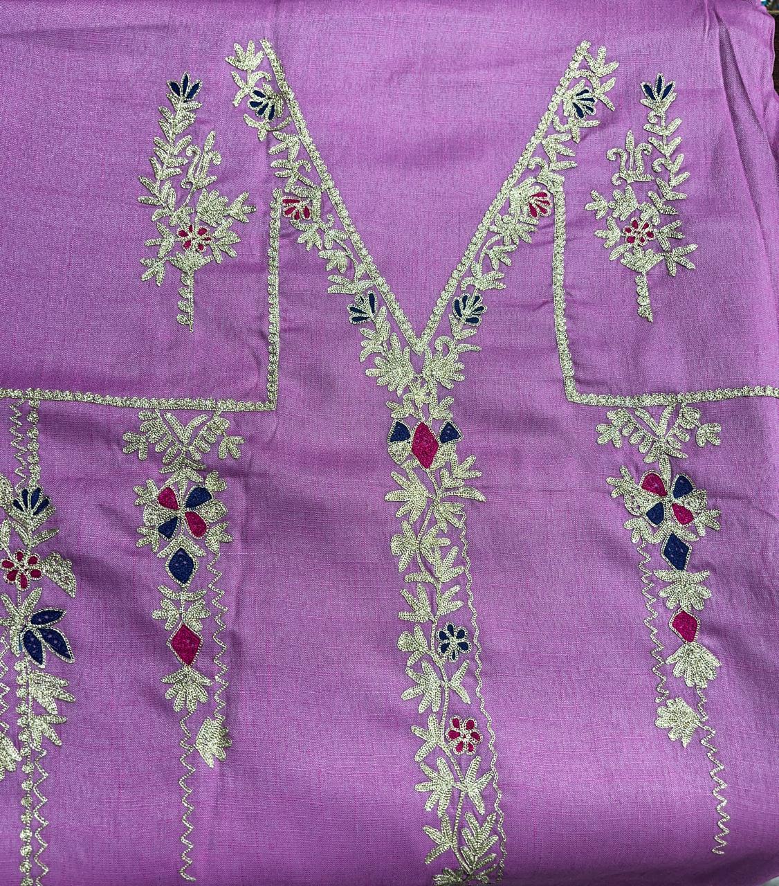 Elegant Khadi Silk All-Over Suit | Machine Aari Work | Without Dupatta KwbFashion
