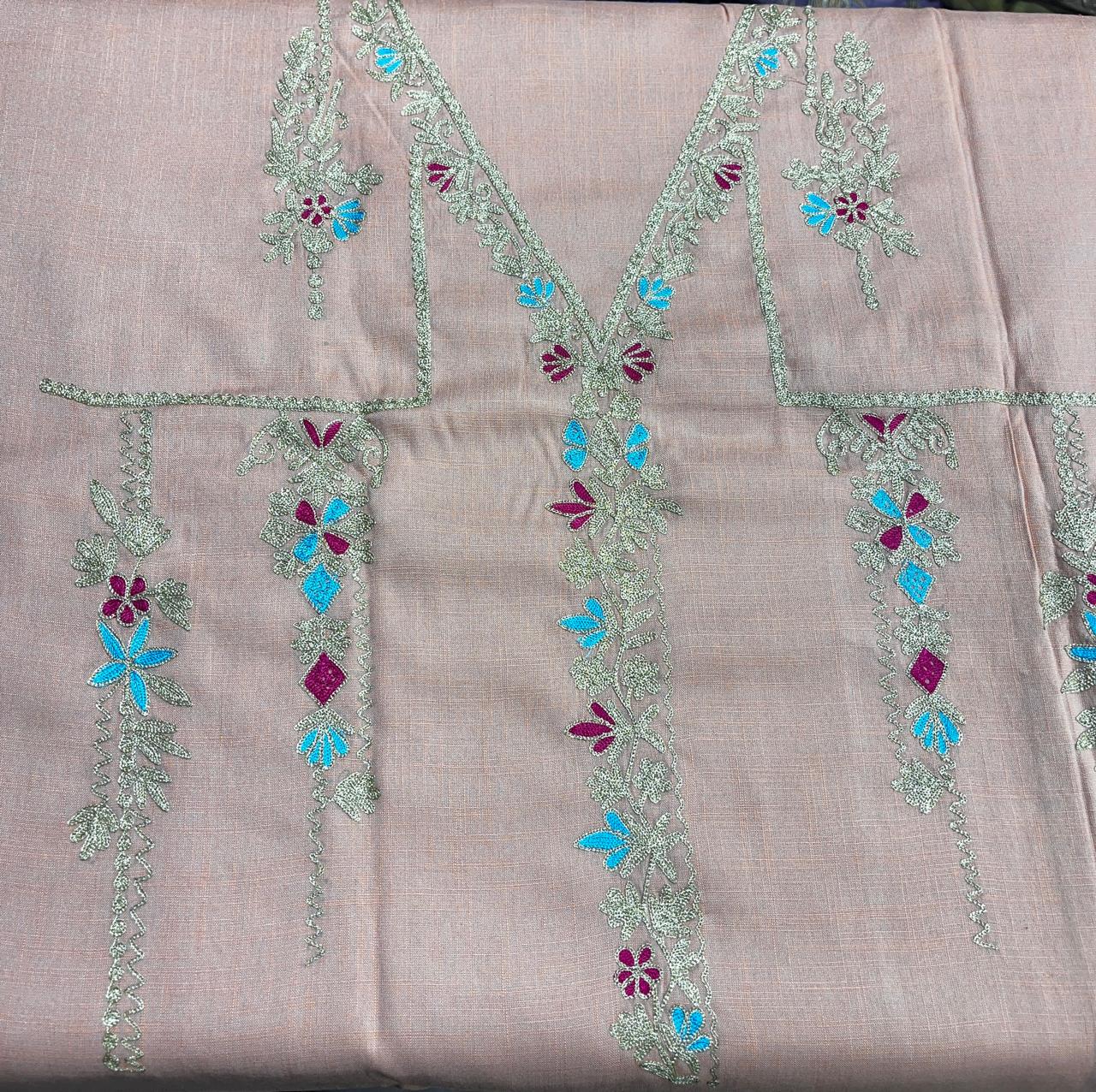 Elegant Khadi Silk All-Over Suit | Machine Aari Work | Without Dupatta KwbFashion