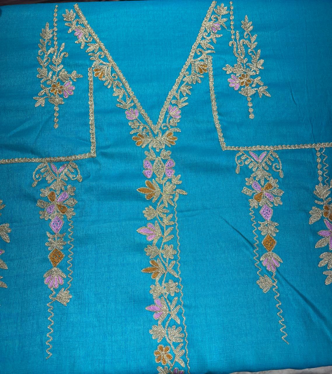 Elegant Khadi Silk All-Over Suit | Machine Aari Work | Without Dupatta KwbFashion
