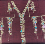 Elegant Khadi Silk All-Over Suit | Machine Aari Work | Without Dupatta KwbFashion