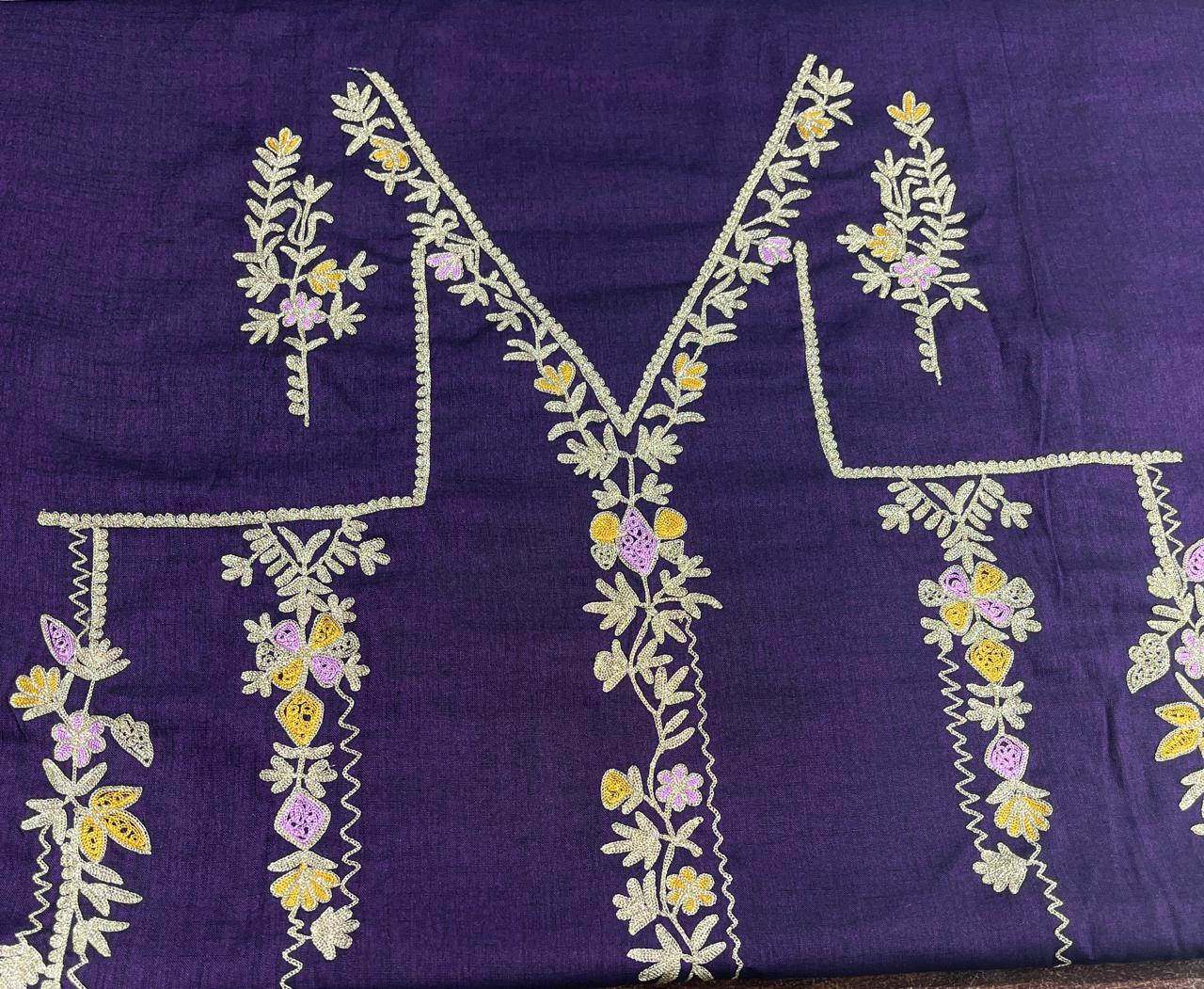 Elegant Khadi Silk All-Over Suit | Machine Aari Work | Without Dupatta KwbFashion