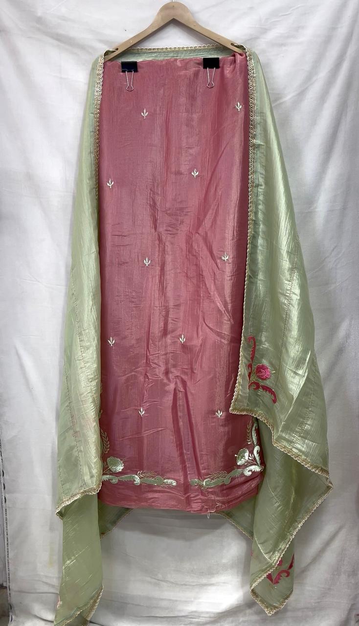 Glass Tissue Full Suit with Dupatta | Elegant Machine Puff Work | Festive & Party Wear KwbFashion