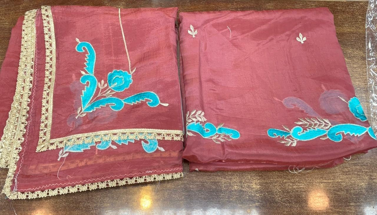 Glass Tissue Full Suit with Dupatta | Elegant Machine Puff Work | Festive & Party Wear KwbFashion