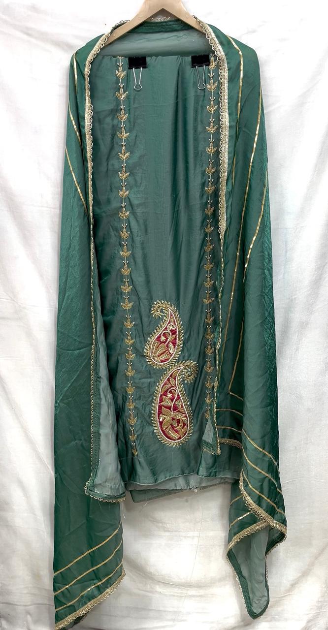 Velvet Silk All Over Suit with Exquisite Handwork KwbFashion