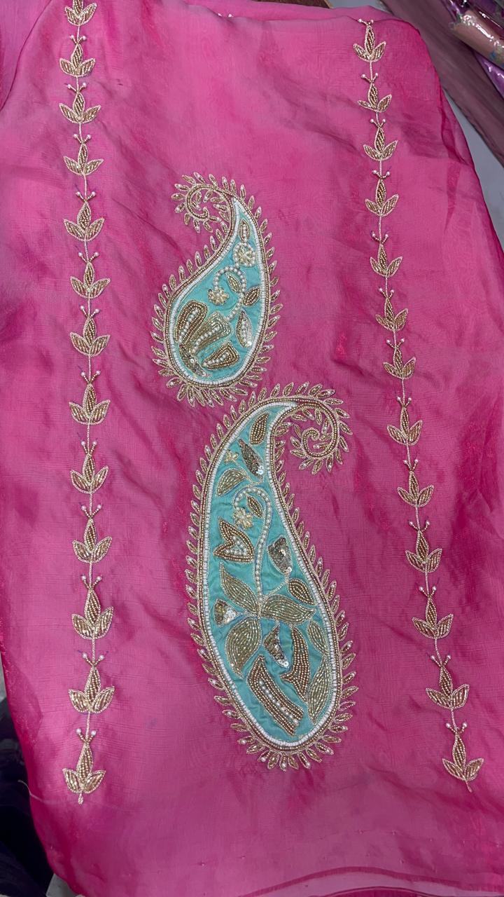 Velvet Silk All Over Suit with Exquisite Handwork KwbFashion