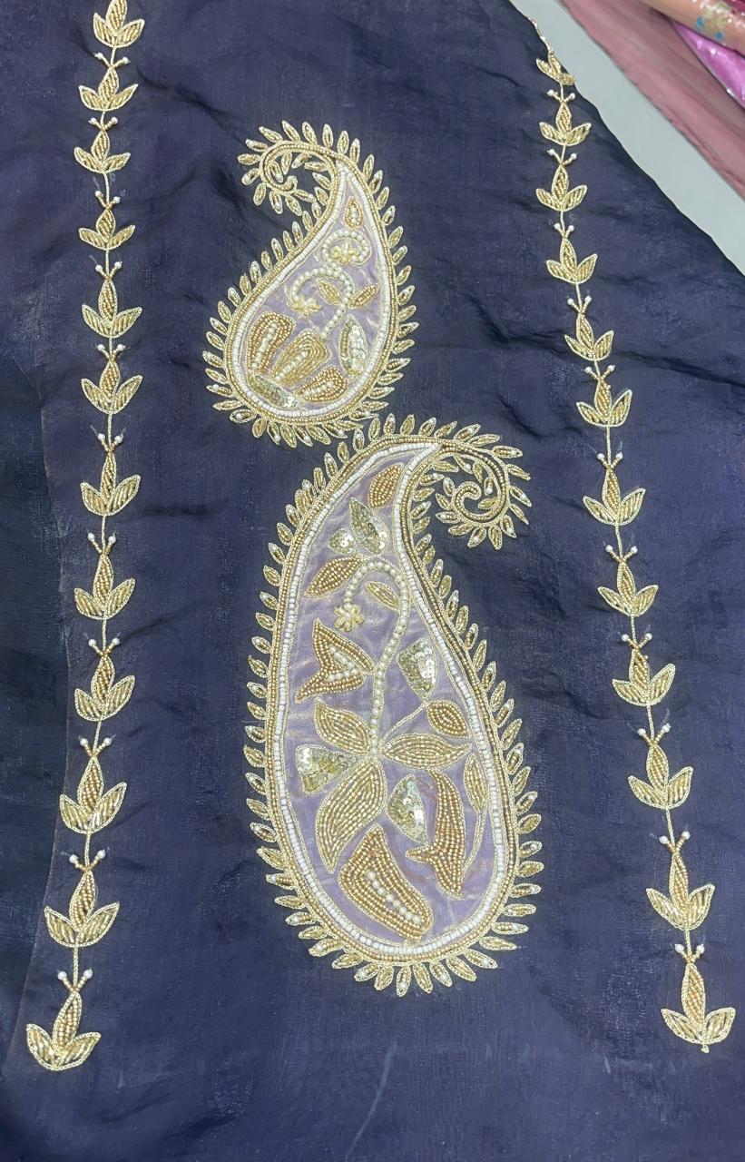 Velvet Silk All Over Suit with Exquisite Handwork KwbFashion