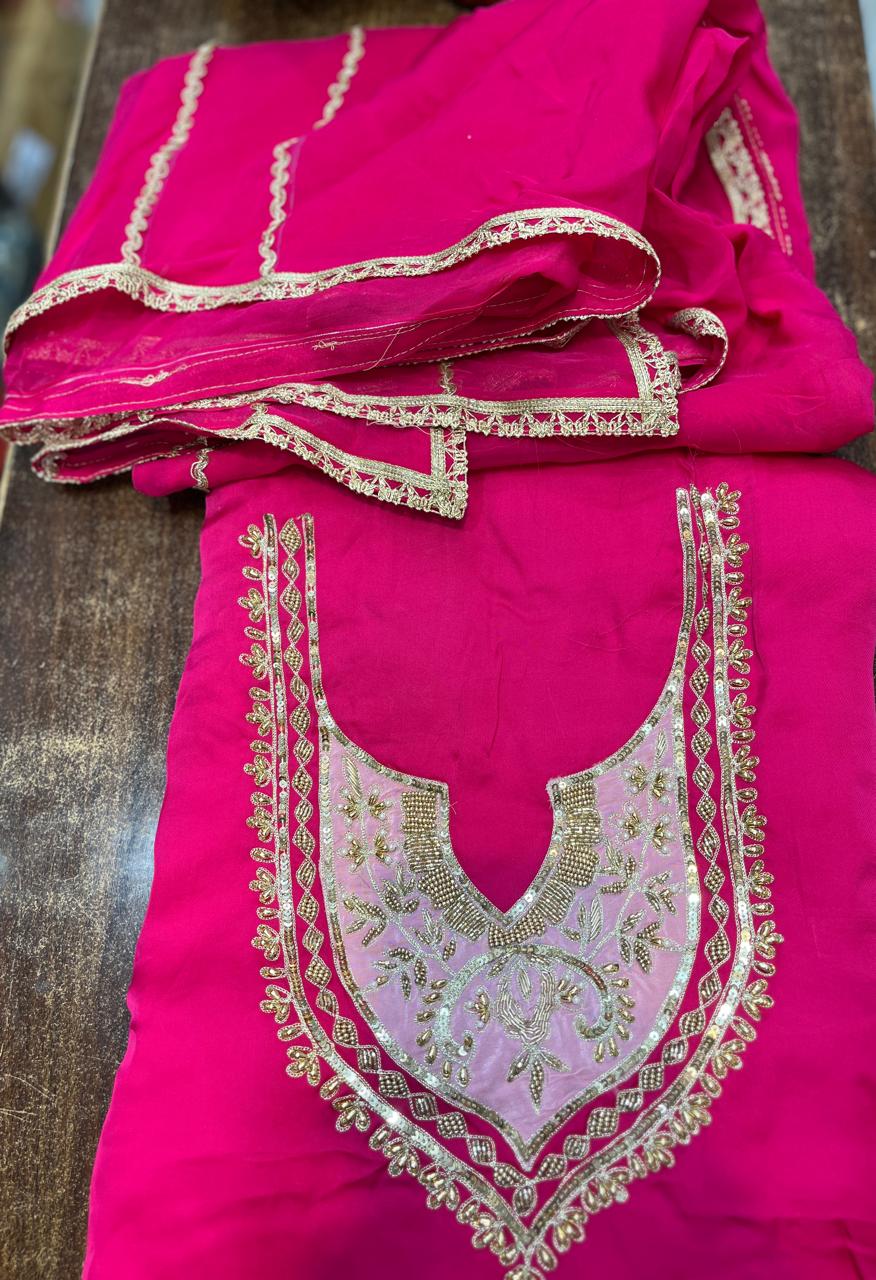 Handmade Kadai Suit | Sattan Silk | Dupatta | Bottom KWB Fashion