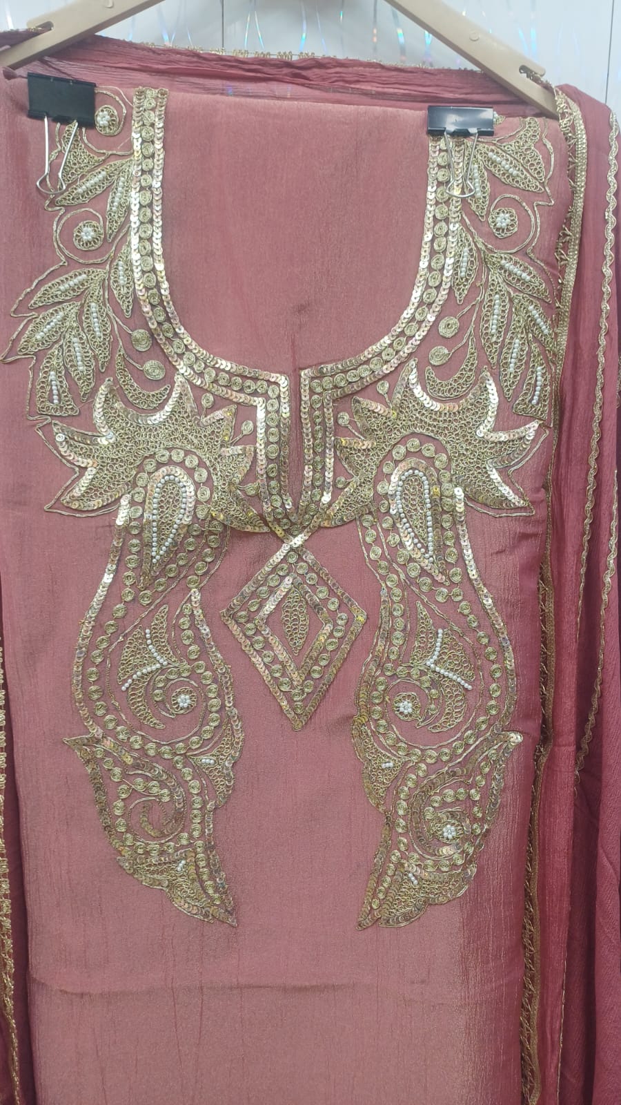 Shimmer Crush Fabric Full Suit | Puthi Dori Handwork | Bottom & Dupatta Included | SK Fabric KWB Fashion