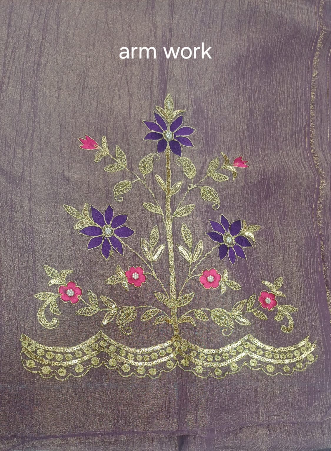 Shimmer Crush Fabric Full Suit | Puthi Dori Handwork | Bottom & Dupatta Included | SK Fabric KWB Fashion