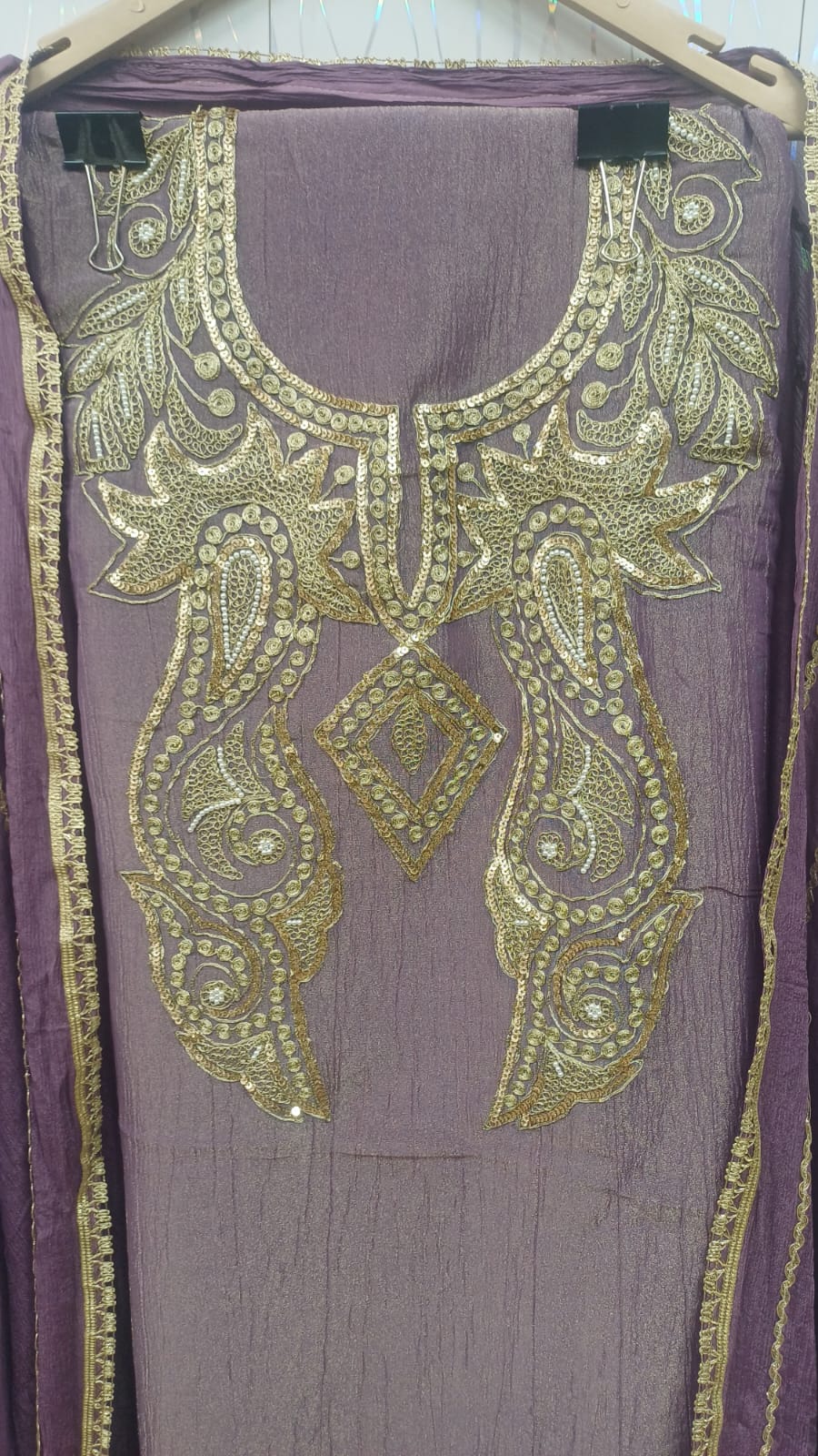 Shimmer Crush Fabric Full Suit | Puthi Dori Handwork | Bottom & Dupatta Included | SK Fabric KWB Fashion