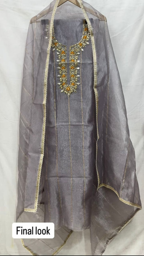 Crush Tissue | Handmade Suit | Natural Crape Bottom | Dupatta KWB Fashion