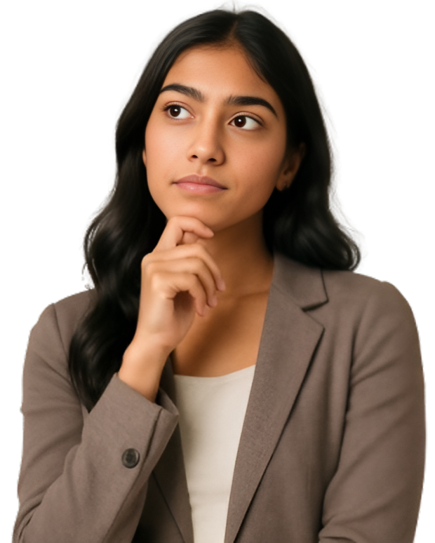 Woman in a brown blazer